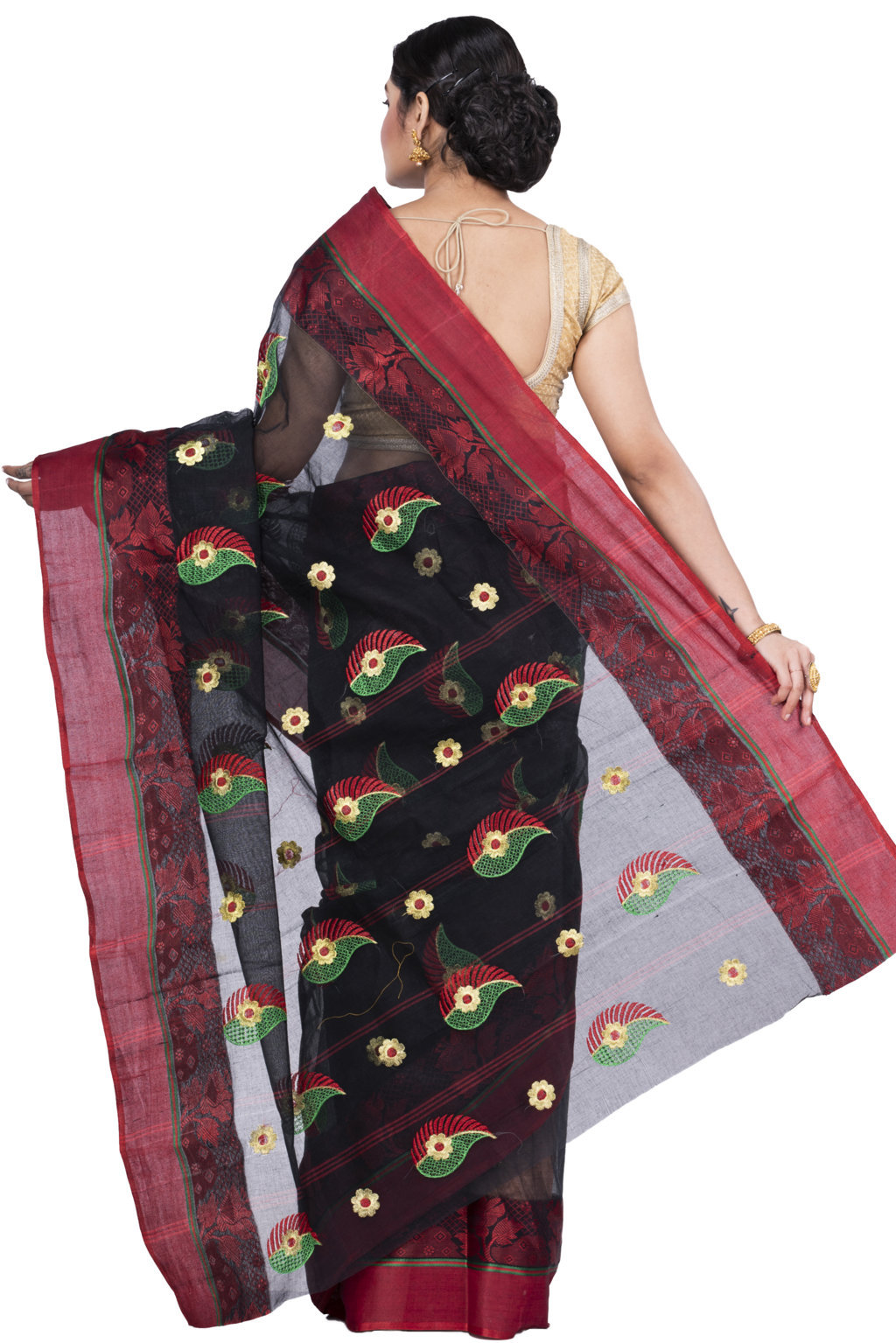 Black Pure Cotton Shanko_Embro Tant Embroidery (666)